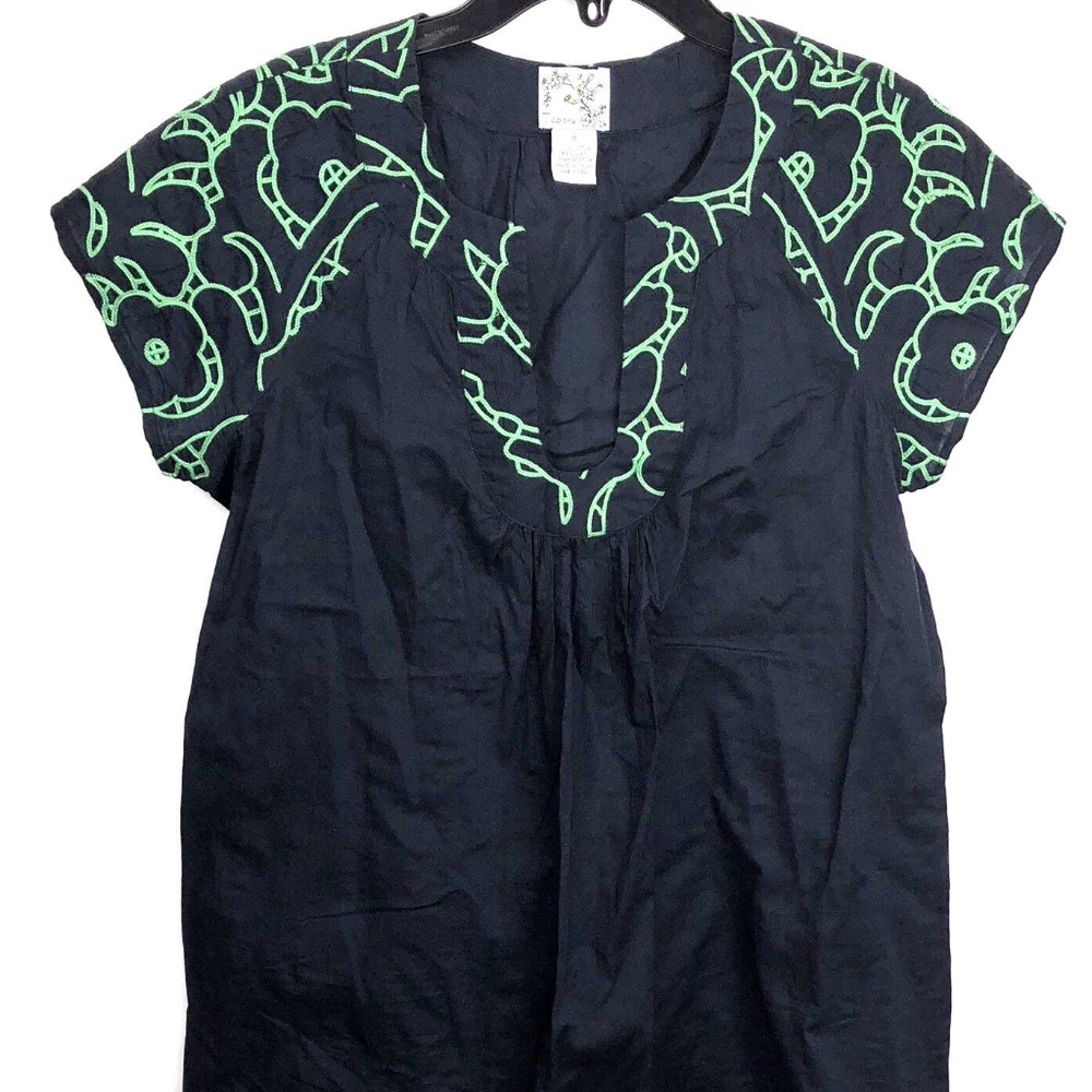 Tabitha Blue Green Stitched Tunic V-Neck Top 8